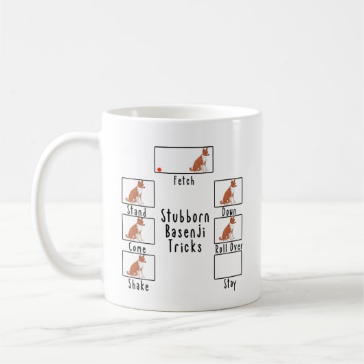 頑固な赤Basenjiトリック犬コーヒーマグ コーヒーマグカップ (左)
