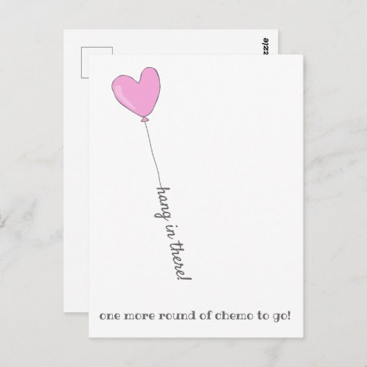 頑張って！-最後の抗がん剤 ピンクの風船 ポストカード (正面/裏面)