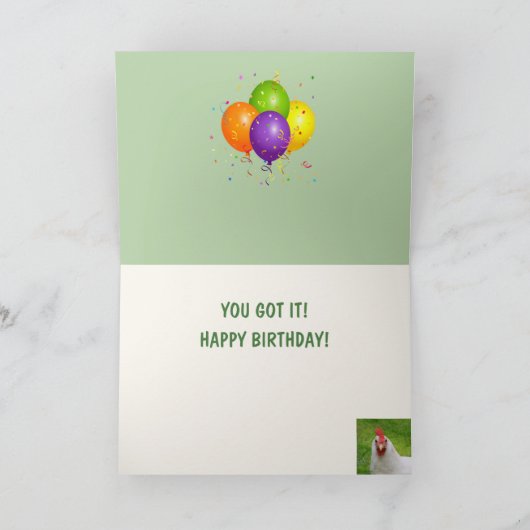 頑張れ!チキンアンドルースター誕生日 カード (内部)