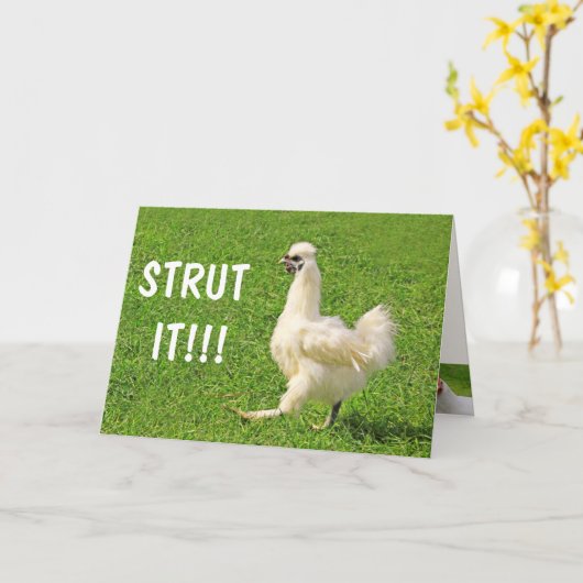 頑張れ!チキンアンドルースター誕生日 カード (黄色い花)