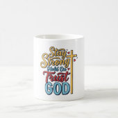 頑張れ 神を信じる キリスト教の十字架Tシャツ デザイン コーヒーマグカップ (中央)