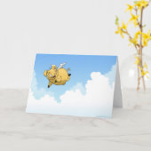 頑張れ！(飛んでいる豚) カード (黄色い花)