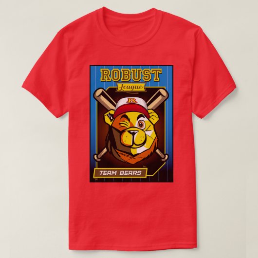 頑強なクマ野球カードベア Tシャツ (デザイン正面)