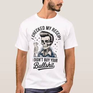 領収書をチェックしたおかしいスケルトン Tシャツ