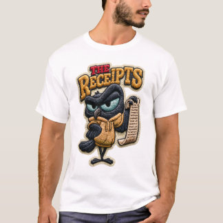 領収書面白いカラス刺繍パッチギフト Tシャツ