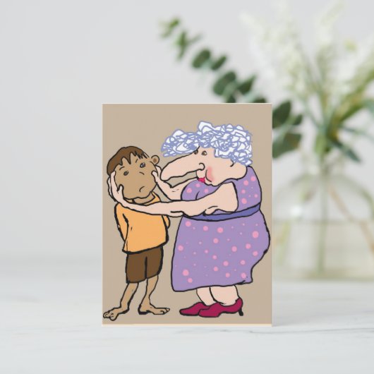 頬を絞る ポストカード (スタンド正面)