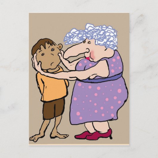 頬を絞る ポストカード (正面)