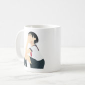 頬杖をついている日本の女の子 コーヒーマグカップ (正面左)