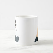 頬杖をついている日本の女の子 コーヒーマグカップ (中央)