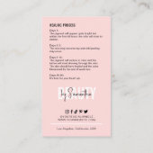 頬赤面アフターフェミニンケアピンクPMUアーティスト 名刺 (裏面)