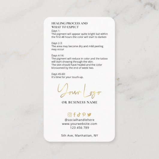 頬赤面気に指示メタリック金ゴールドPMU 名刺 (裏面)