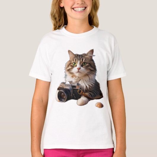 頬髭のある雄猫 Tシャツ (正面)