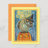 頭おもしろい無し馬乗りフクロウ眠い中空鳥 シーズンポストカード (正面/裏面)