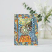 頭おもしろい無し馬乗りフクロウ眠い中空鳥 シーズンポストカード (スタンド正面)