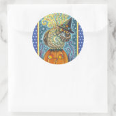 頭おもしろい無し馬乗りフクロウ眠い中空鳥 ラウンドシール (バッグ)