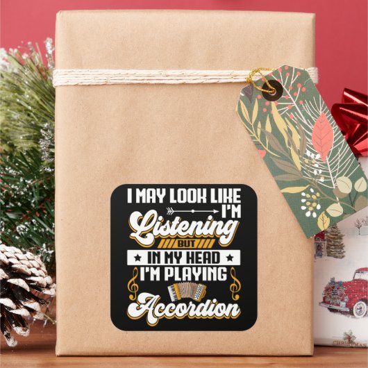 頭おもしろい聞の中で私はアコーディオン遊だ スクエアシール (クリスマス)