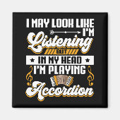 頭おもしろい聞の中で私はアコーディオン遊だ マグネット (正面)