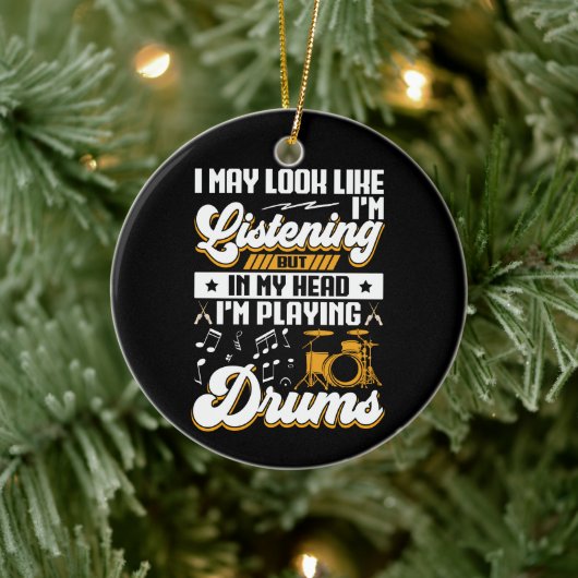 頭おもしろい聞中で俺はドラム遊だ セラミックオーナメント (ツリー)