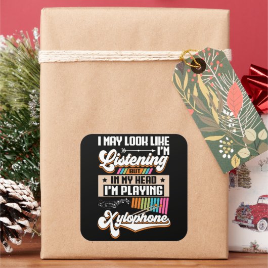 頭おもしろい聞中に私のキシロ遊ホン スクエアシール (クリスマス)