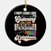 頭おもしろい聞中に私のキシロ遊ホン セラミックオーナメント (正面)