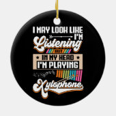 頭おもしろい聞中に私のキシロ遊ホン セラミックオーナメント (裏面)