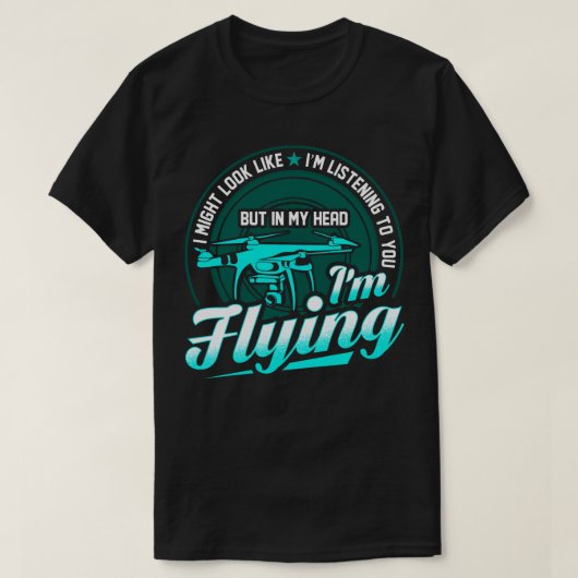 頭がドローン飛んでいるだ Tシャツ (デザイン正面)