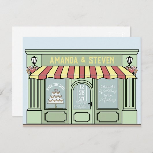 頭が切れるかわいいカフェをテーマに日付デザインを保存 ポストカード (正面/裏面)