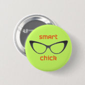 頭が切れるなひよこのギークの接眼レンズ 缶バッジ (正面&裏面)