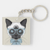 頭が切れるなシャム猫のファッション キーホルダー (裏面)