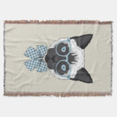 頭が切れるなシャム猫のファッション スローブランケット (正面)