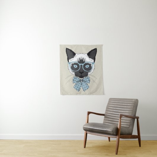 頭が切れるなシャム猫のファッション タペストリー (インサイチュ)