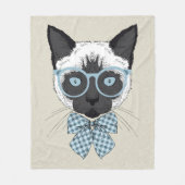 頭が切れるなシャム猫のファッション フリースブランケット (正面)