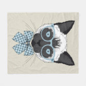 頭が切れるなシャム猫のファッション フリースブランケット (正面(横))