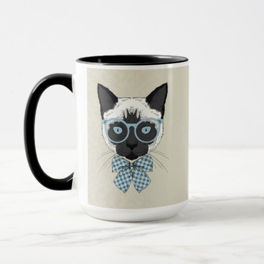 頭が切れるなシャム猫のファッション マグカップ (左)
