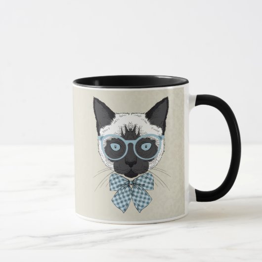 頭が切れるなシャム猫のファッション マグカップ (右)