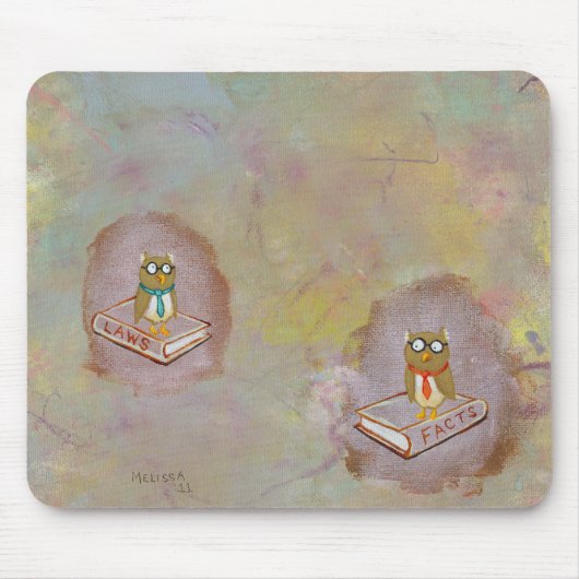 頭が切れるなフクロウの芸術の法的事実のおもしろいのユニークな芸術の絵画 マウスパッド (正面)