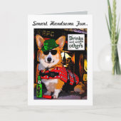 頭が切れるな三色のコーギーの父の日の挨拶状 カード (正面)