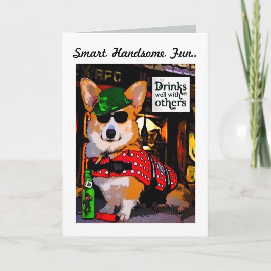 頭が切れるな三色のコーギーの父の日の挨拶状 カード (正面)