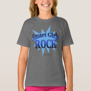 頭が切れるな女の子のロックの青いワイシャツ Tシャツ