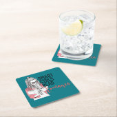 頭が切れるな女の子はロマンスのコースターを読みました スクエアペーパーコースター (インサイチュ)