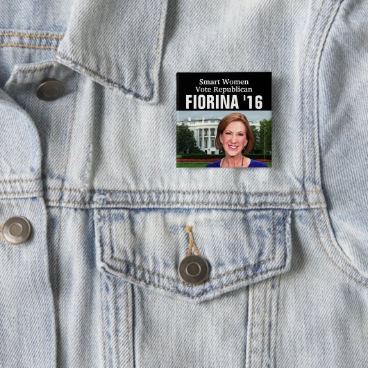 頭が切れるな女性の投票共和党のCarly Fiorina 2016年 缶バッジ (インサイチュ)