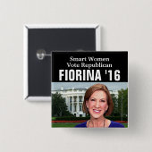 頭が切れるな女性の投票共和党のCarly Fiorina 2016年 缶バッジ (正面&裏面)