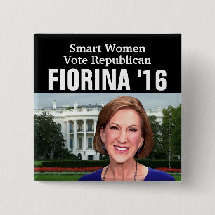 頭が切れるな女性の投票共和党のCarly Fiorina 2016年 缶バッジ