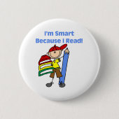 頭が切れるな男の子のでIの読書 缶バッジ (正面)