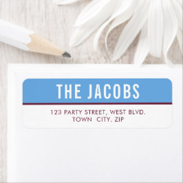 頭が切れるはっきりしたミニマルシンプル型スポーティ青マルーン ラベル