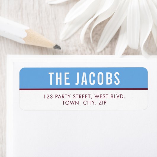 頭が切れるはっきりしたミニマルシンプル型スポーティ青マルーン ラベル (インサイチュ)