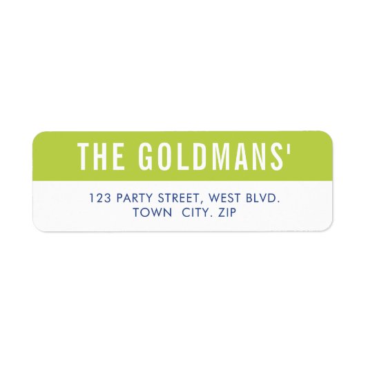 頭が切れるはっきりしたミニマルシンプル型王室の青ライム ラベル (正面)