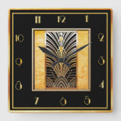 頭が切れるアールデコ スクエア壁時計 (正面)