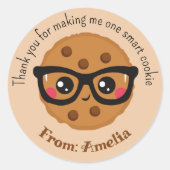 頭が切れるクッキーパーソナライズされた先生 ラウンドシール (正面)