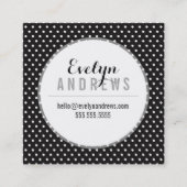 頭が切れるシンプルSPOTミニ水玉模様白黒 スクエア名刺 (正面)
